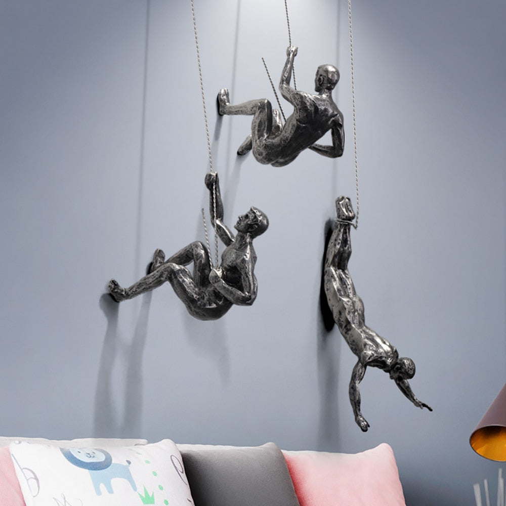 Climbing Wall Sculpture – Symbol of Strength & Growth – Handmade Resin & Iron Wire Art
