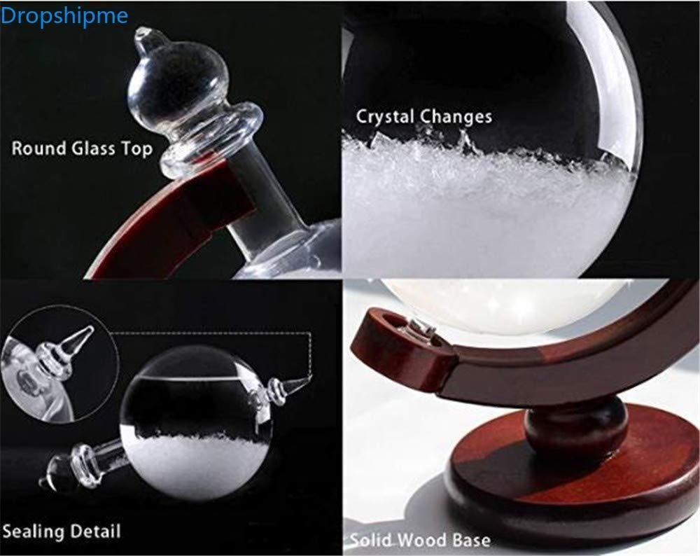 Crystal Storm Glass Weather Forecasting Desktop Barometer with Wooden Base