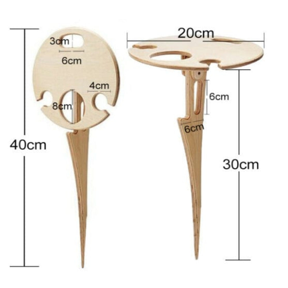 Folding Outdoor Wine Table - Portable Picnic and Garden Drink Stand