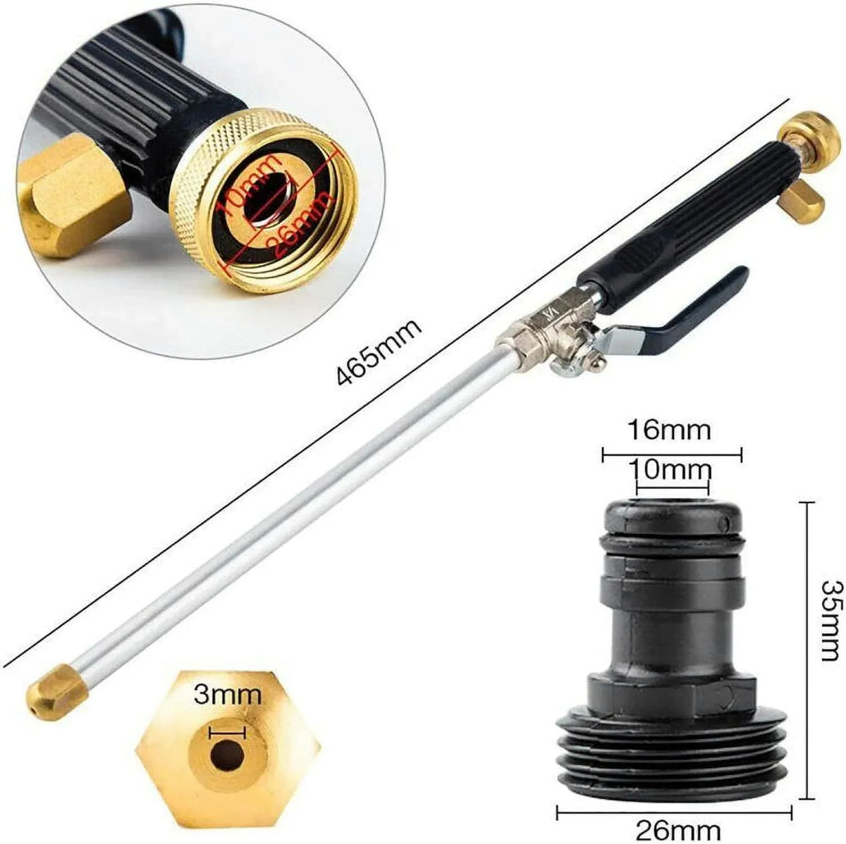 Garden Hose Cleaning Attachment with Adjustable Nozzle