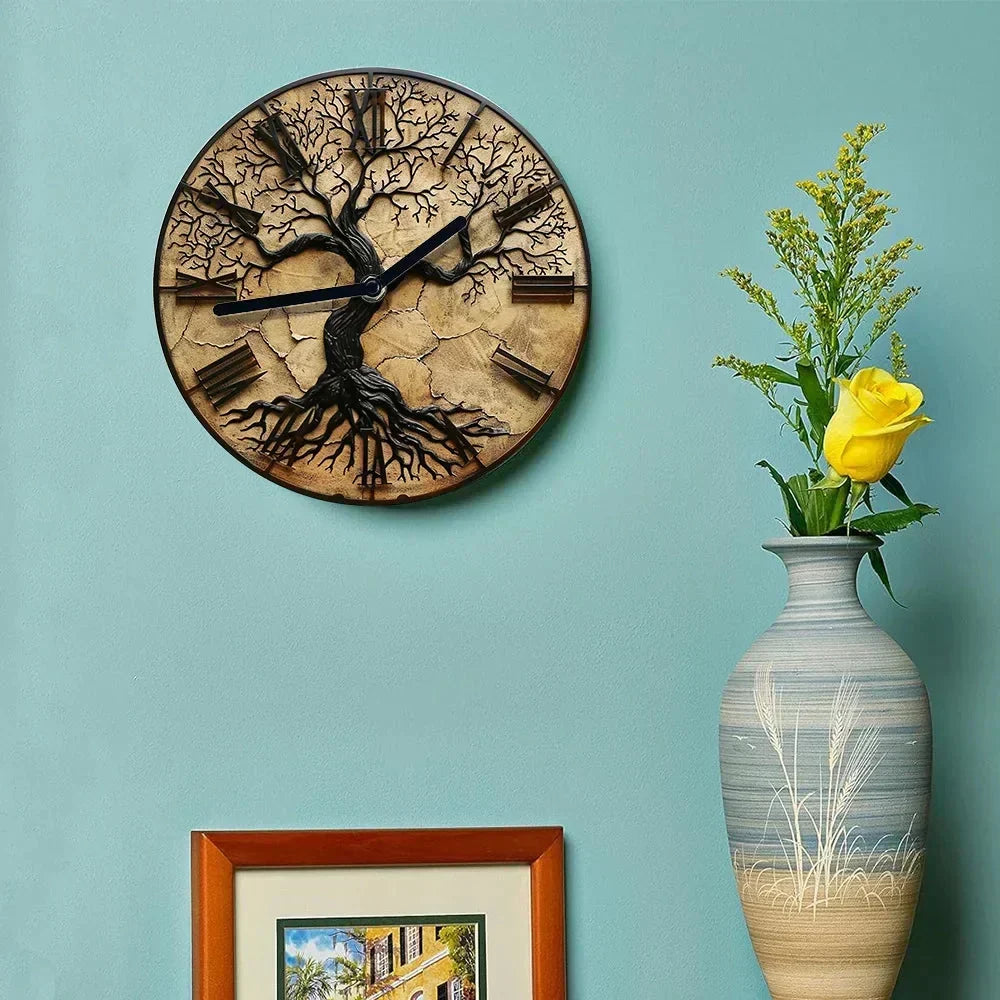 Handmade Eco-Friendly Rustic Tree of Life Wooden Wall Clock