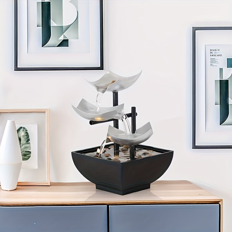 Indoor Fountain with Leaf Design and Gentle Water Flow