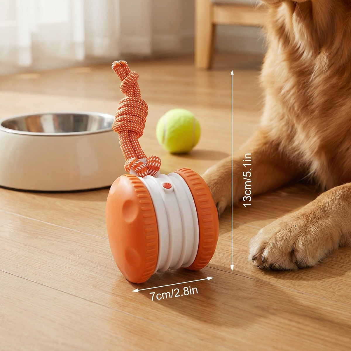 Interactive & Durable Dog Ball – Moving Toy with Colorful Tug Rope for Dogs