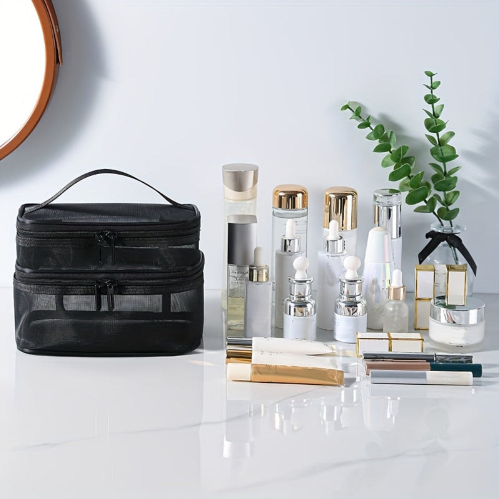 Lightweight Compact Travel Makeup Bag with Leakproof Interior and Multi-Compartment Design