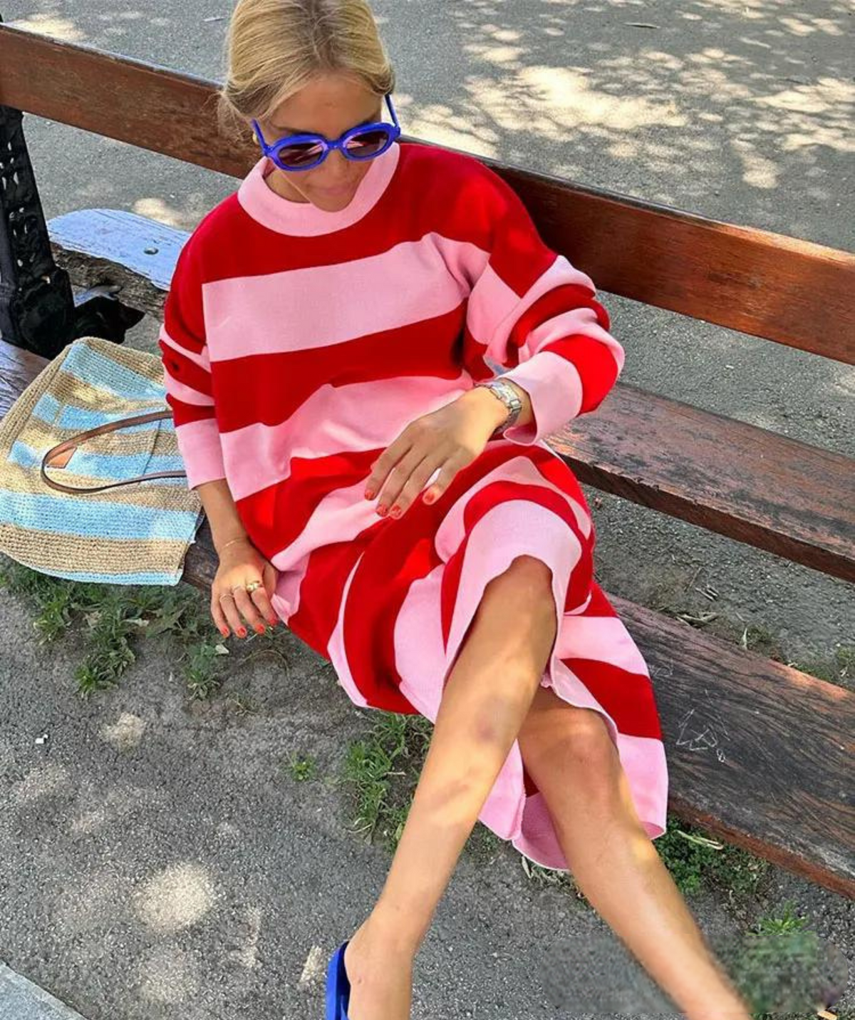 Lightweight Striped Relaxed Fit Summer Dress