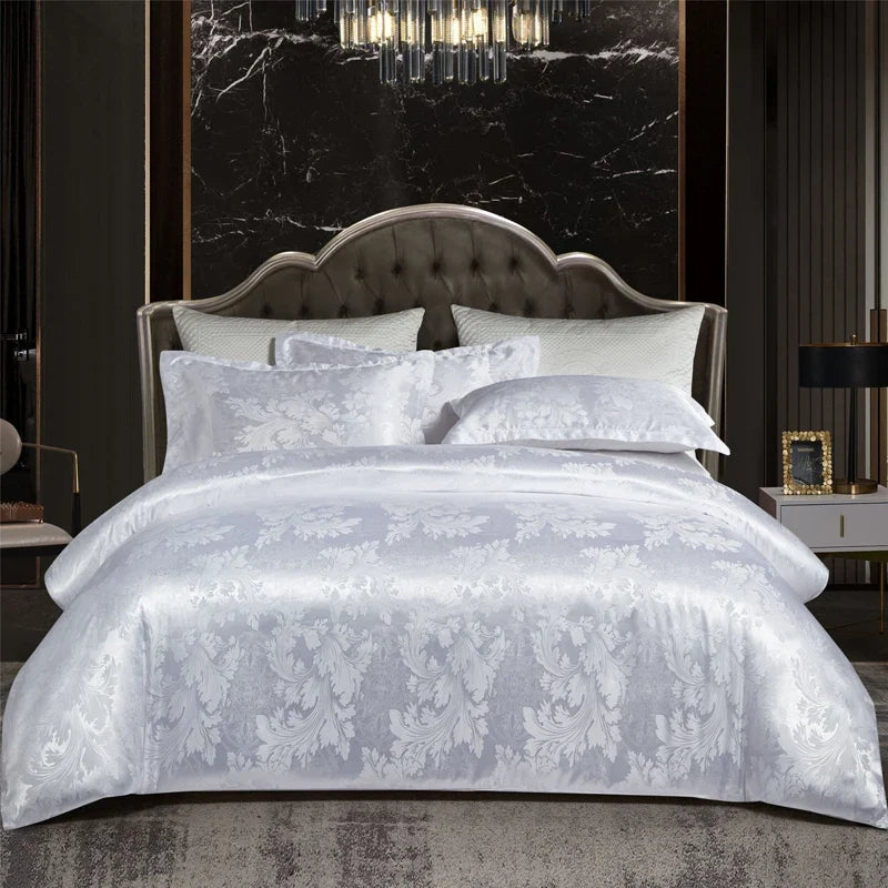 Luxury Satin Rayon Jacquard Duvet Cover Bedding Set