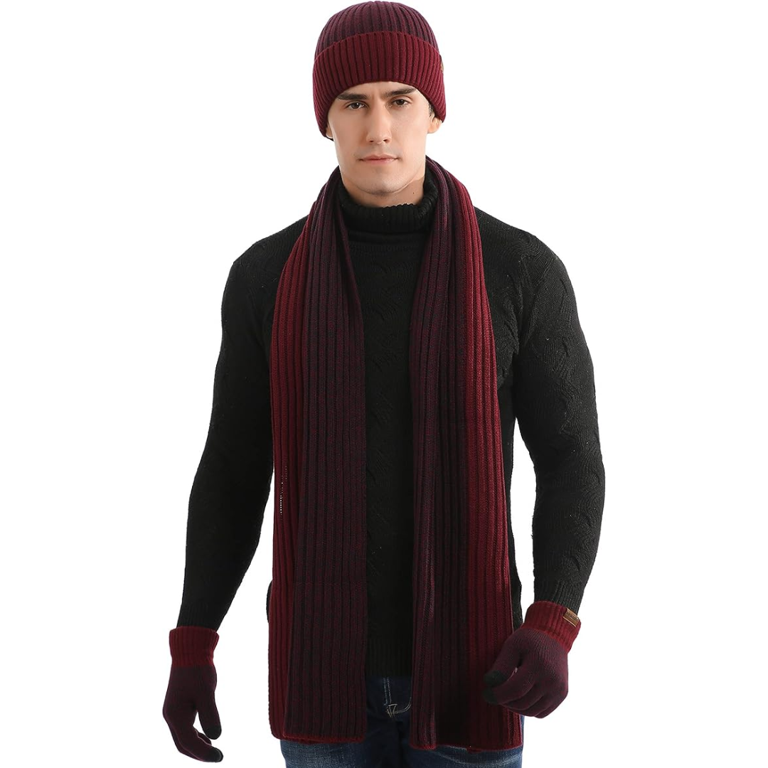 Men's Winter Beanie and Gloves Set