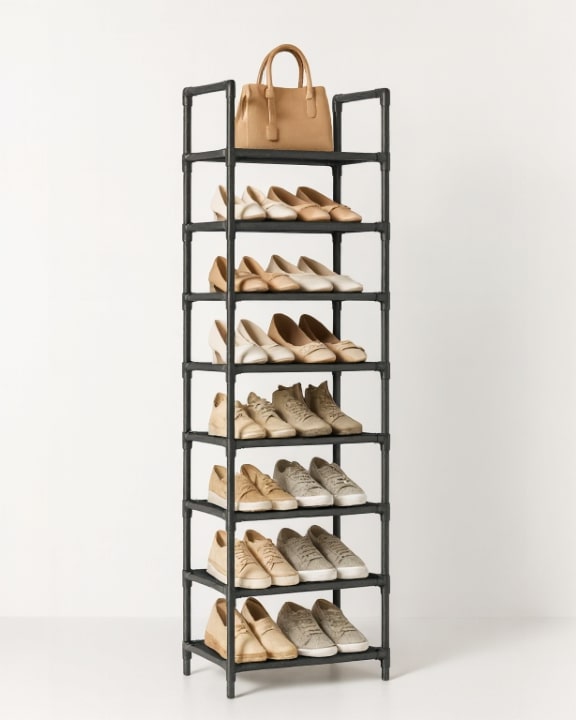 Narrow Metal Shoe Rack - Space-Saving Shoe Storage