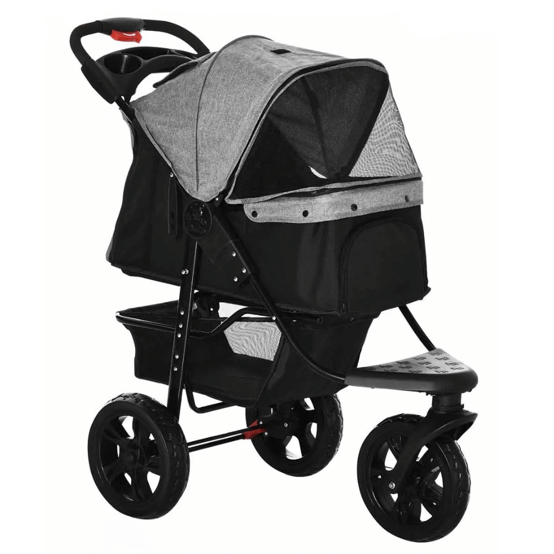 Outdoor Adventure Dog Stroller with Wheels and Storage