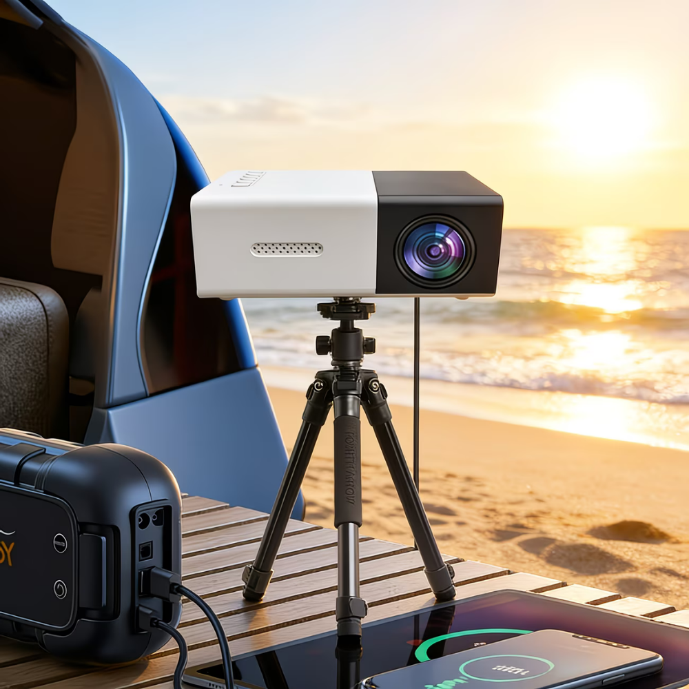 Portable Mini Projector with 1080P Support and Built-in Speaker – Compact Design for Home and Travel