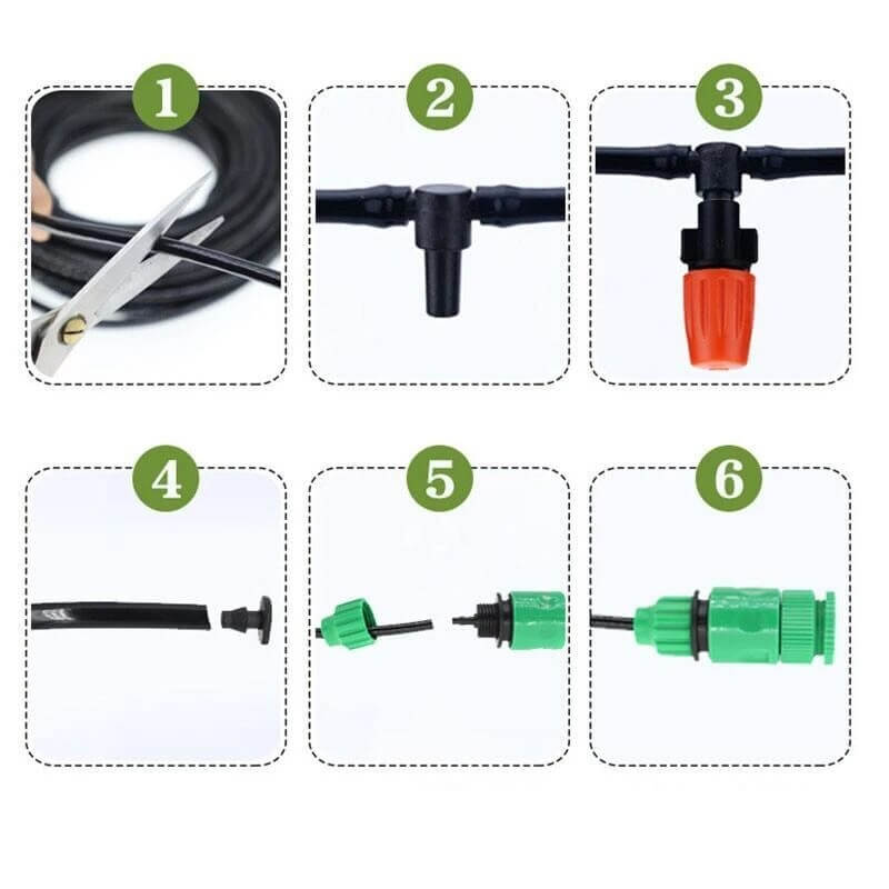 Professional Misting Nozzle Set | Time- and Water-Saving Irrigation System with Adjustable Spray Heads | Easy Installation for Gardens and Yards