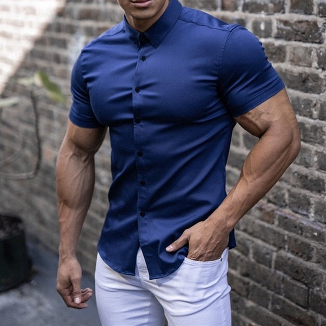 Stretch Short-Sleeve Muscle Shirt