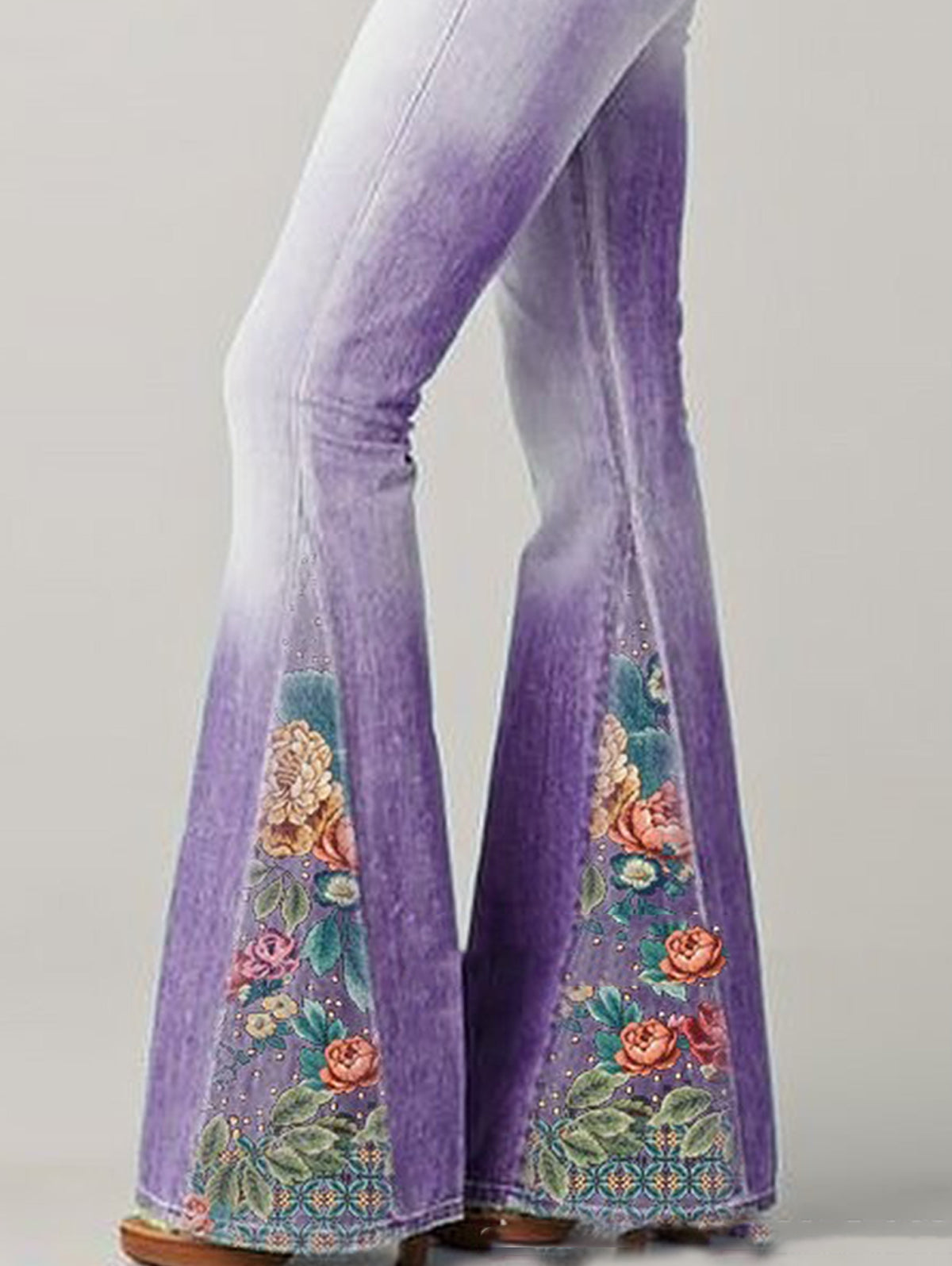 Wide-Leg Pants with Fashionable Floral Print - Luna