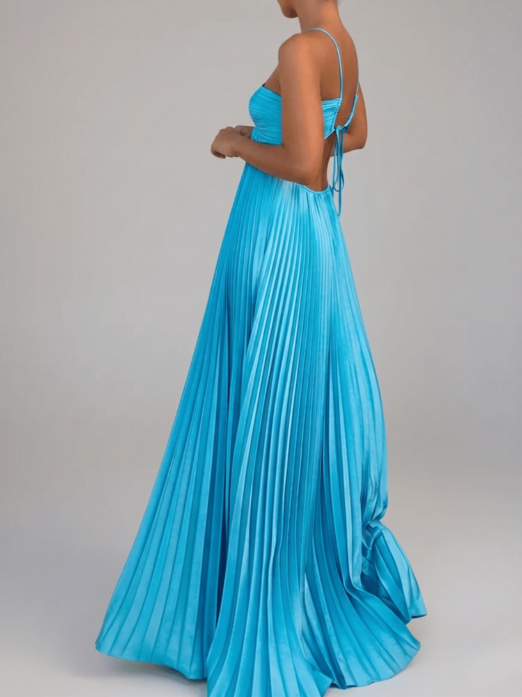 Women's Pleated A-Line Maxi Dress