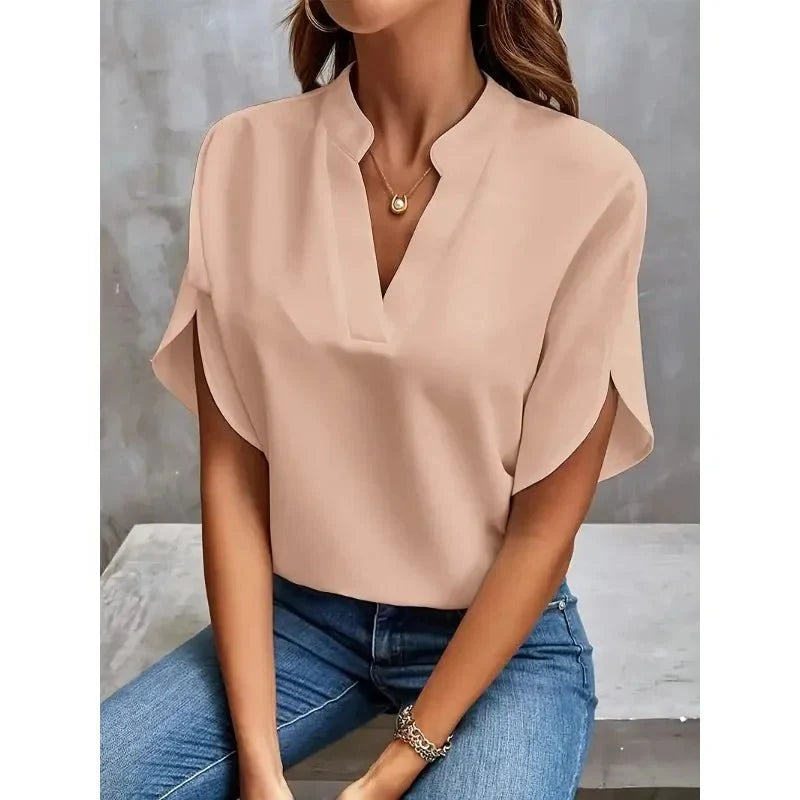 Women's V-Neck Split Sleeve Blouse