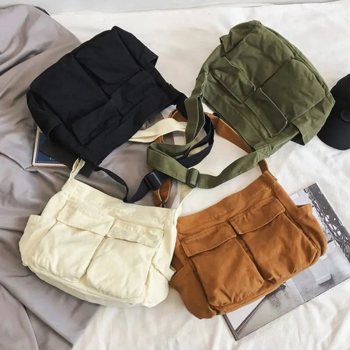 Women's Vintage Multi-Pocket Crossbody Shoulder Tote Bag
