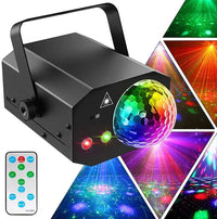 2-in-1 Laser Disco Light – Sound-Activated Strobe Light with Remote Control