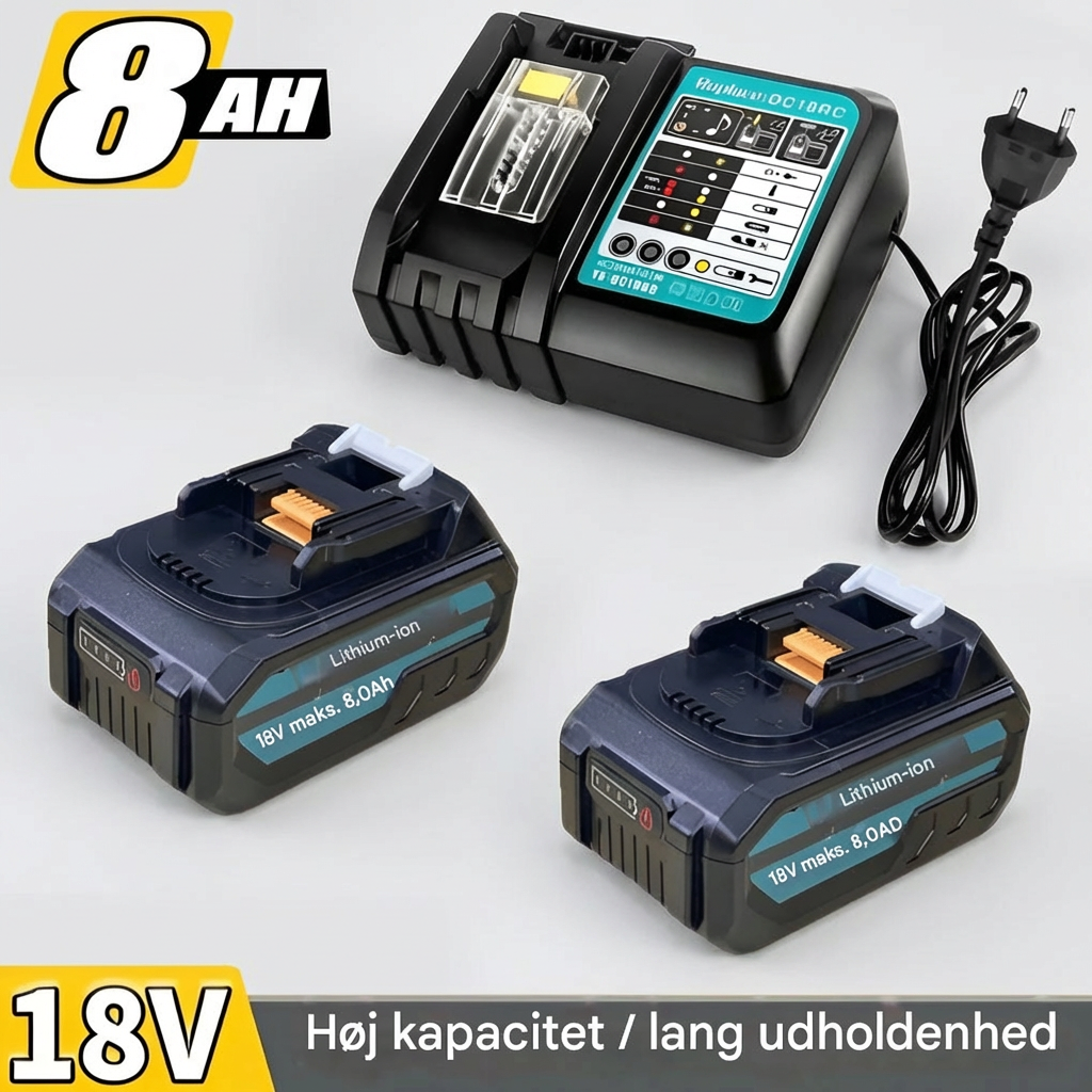 2-Pack 18V 8.0Ah Replacement Batteries + Charger