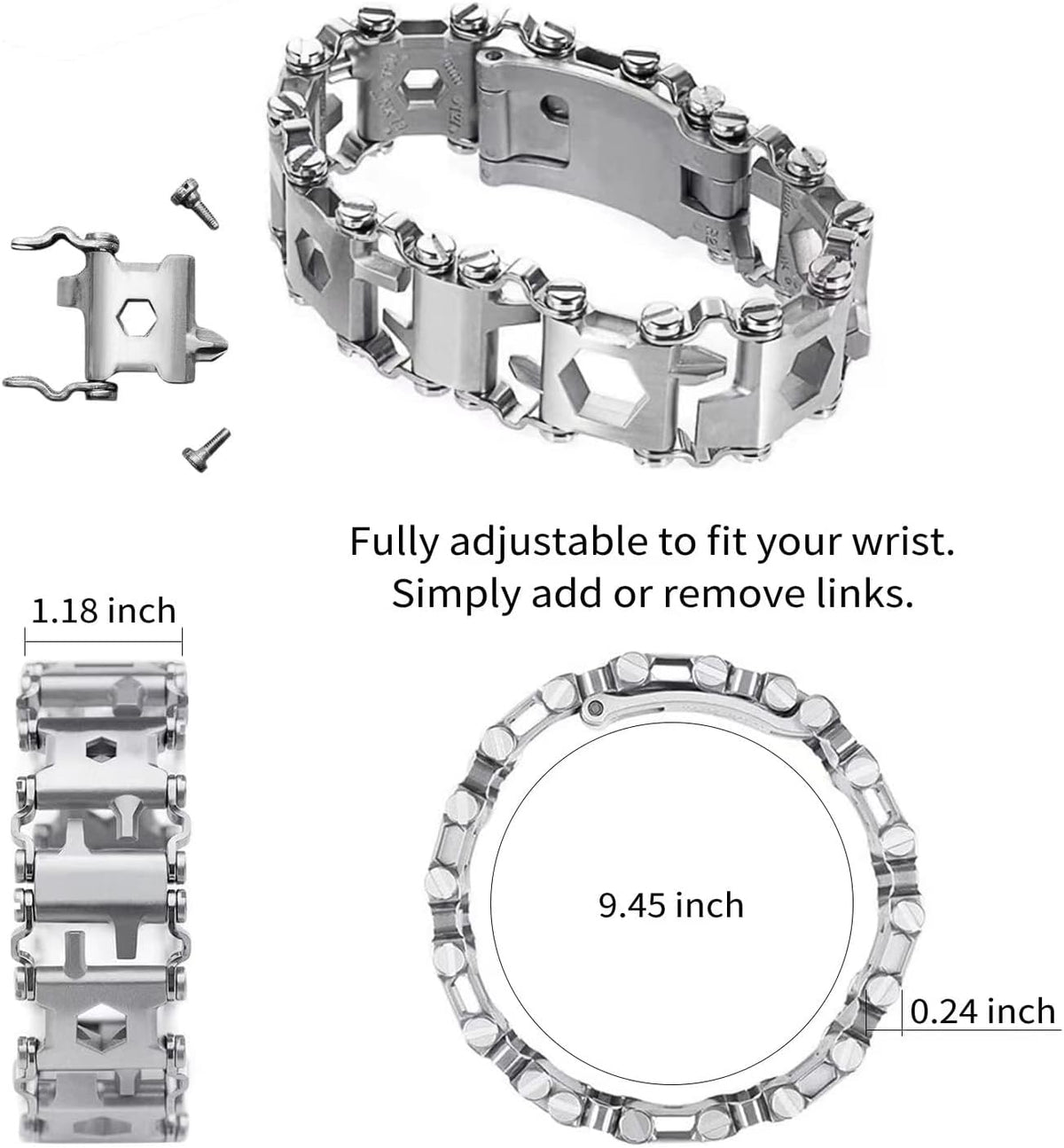 29-in-1 Stainless Steel Multi-Tool Bracelet