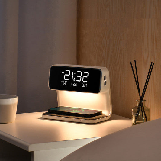 3-in-1 Bedside Lamp with Wireless Charger, LCD Alarm Clock & Touch-Dimmable LED Table Lamp