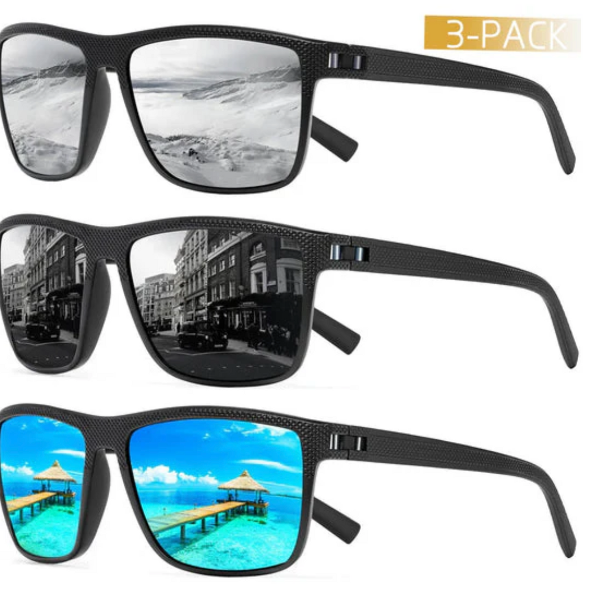 3-Pack Polarized UV400 Sunglasses