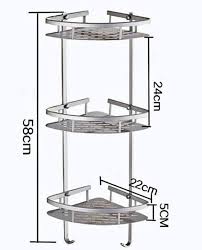 3-Tier Aluminum Bathroom Corner Shelf – Silver