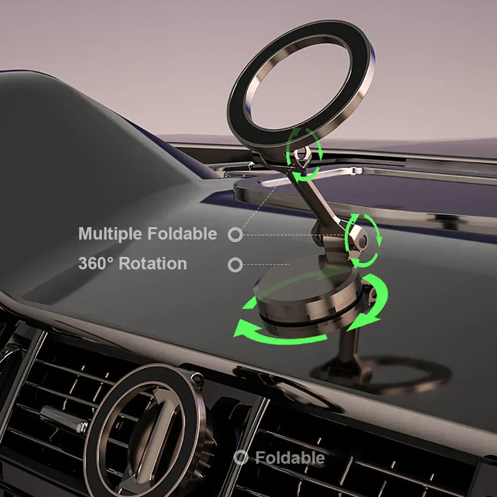 360° Foldable Magnetic Car Phone Holder – Adjustable Mount for All Smartphones