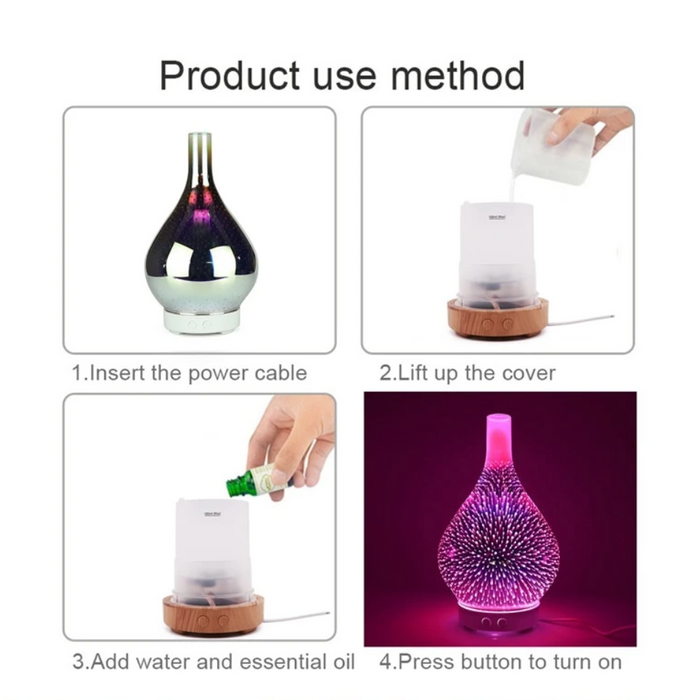 3D Glass Essential Oil Diffuser with LED Lights