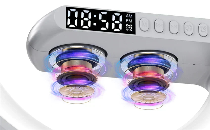 4-in-1 Smart Alarm Clock with Mood Light, Bluetooth Speaker, and Wireless Charger
