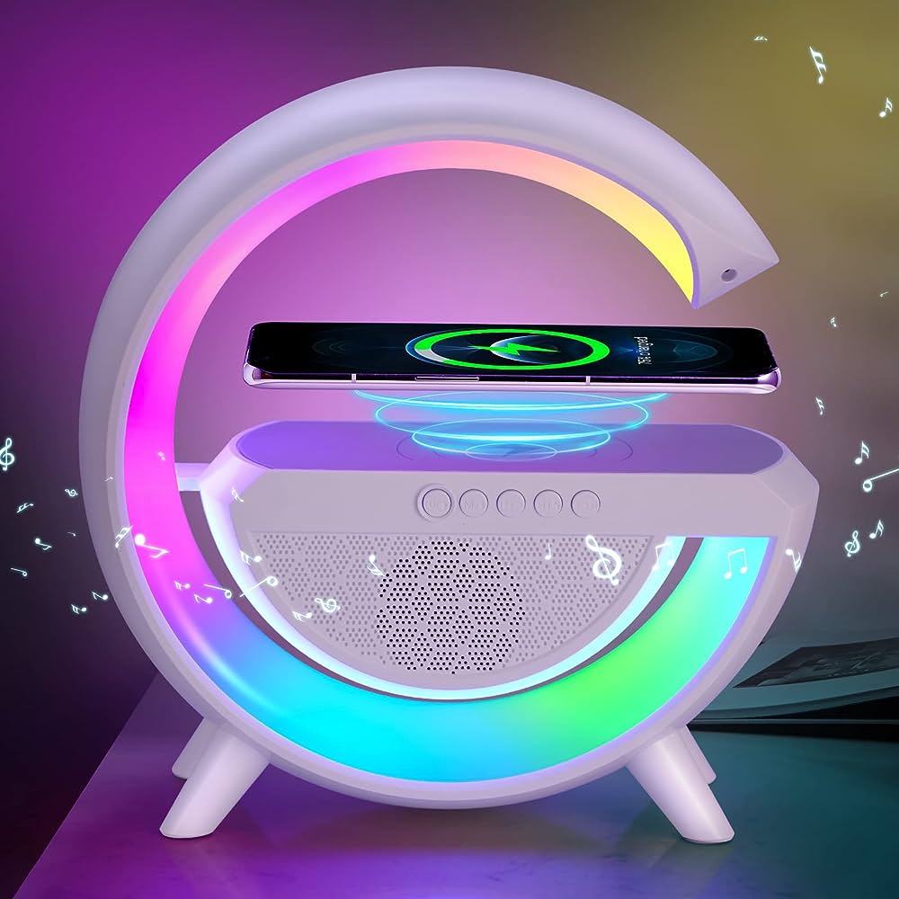 4-in-1 Smart Alarm Clock with Mood Light, Bluetooth Speaker, and Wireless Charger