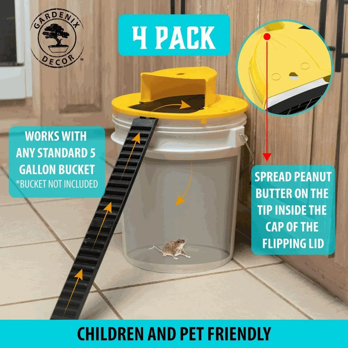 4-Pack Bucket Lid Mouse Traps