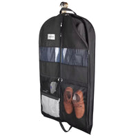 43-Inch Hanging Suit Organizer Garment Bag for Travel with Two-Way Zipper, XXL Pockets, Breathable & Clear Windows