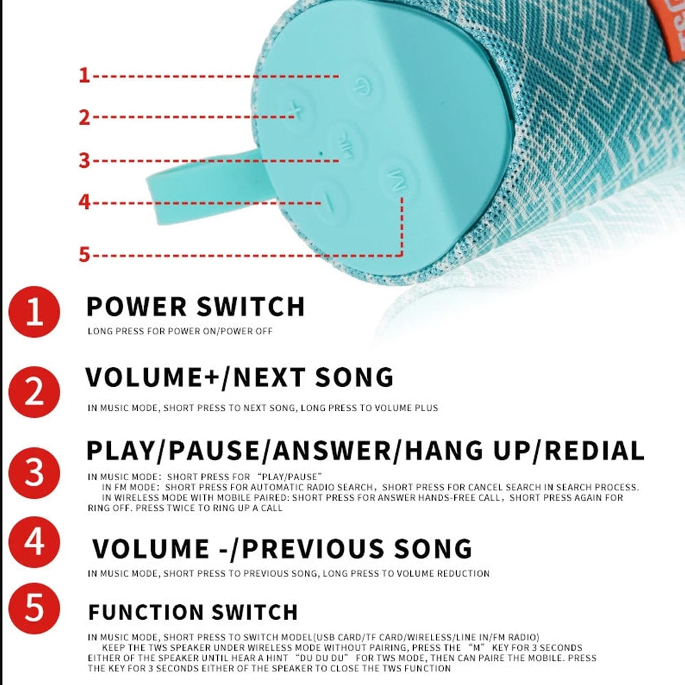 5W Bluetooth Speaker with FM Radio - Model TG-113A