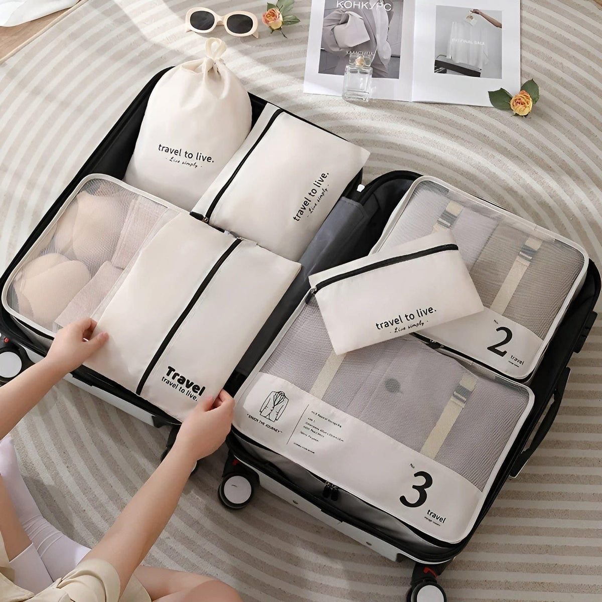 7-Piece Travel Packing Cube Set – Lightweight Compression Luggage Organizer Bags
