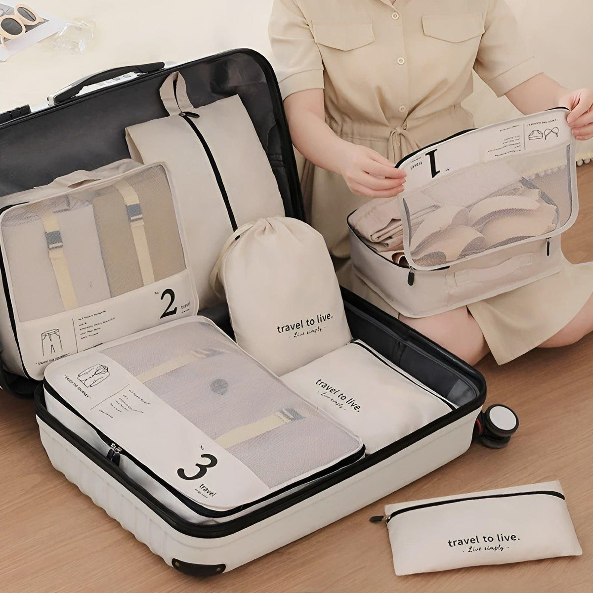 7-Piece Travel Packing Cube Set – Lightweight Compression Luggage Organizer Bags