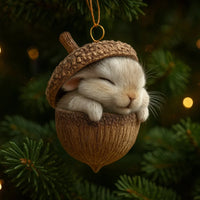 Acorn-Shaped Christmas Tree Ornaments with Woodland Animals – Natural Christmas Decorations