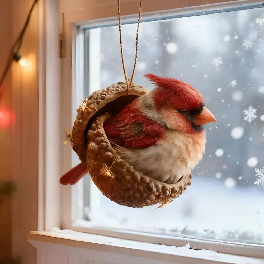 Acorn-Shaped Christmas Tree Ornaments with Woodland Animals – Natural Christmas Decorations
