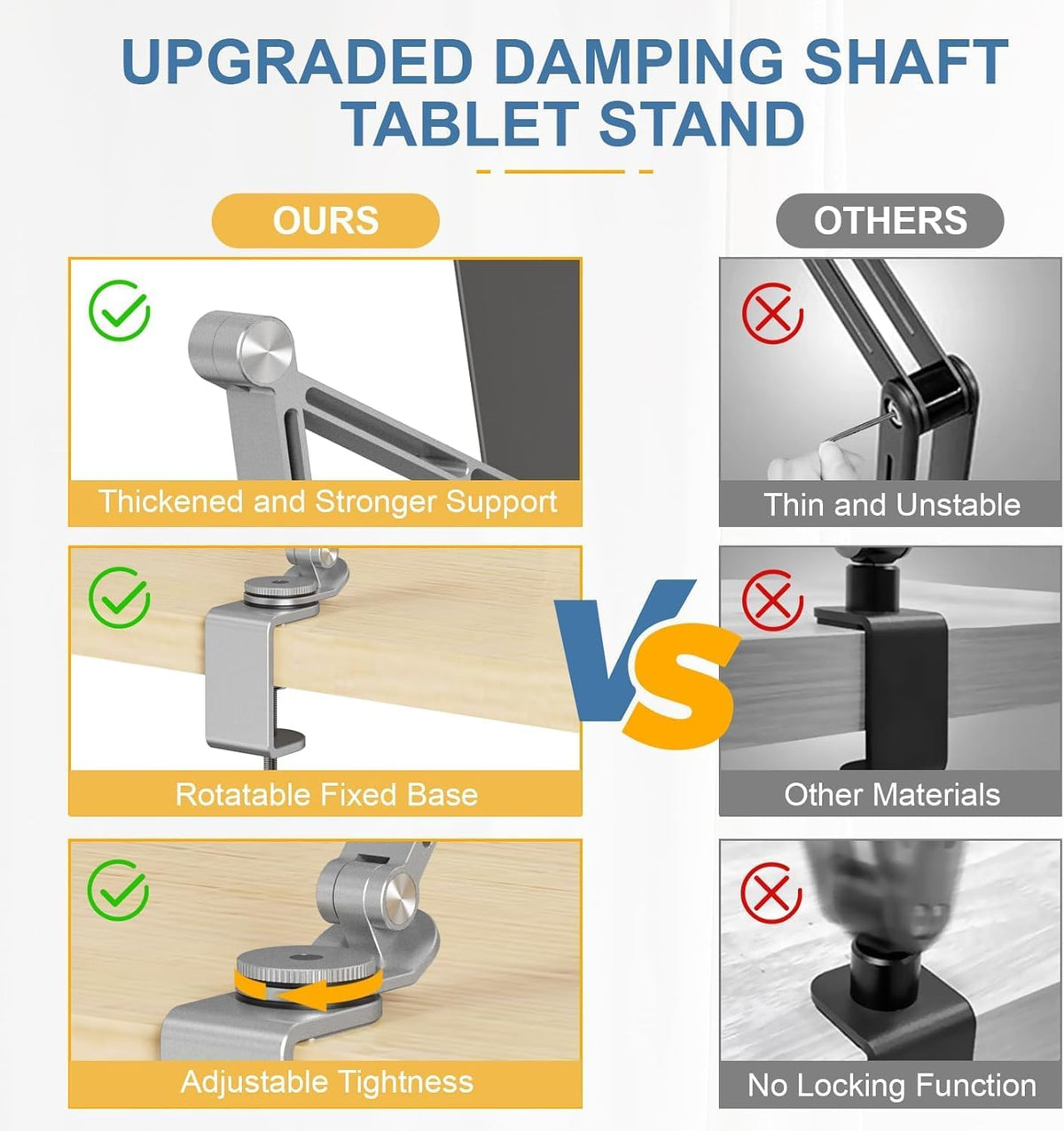 Adjustable Aluminum Tablet Holder with 360° Rotation