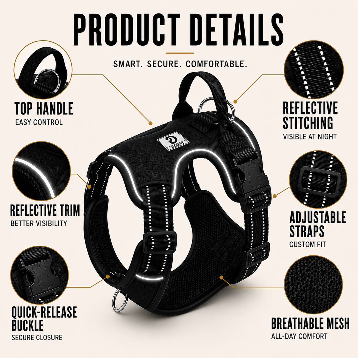 Adjustable No-Pull Chest Harness