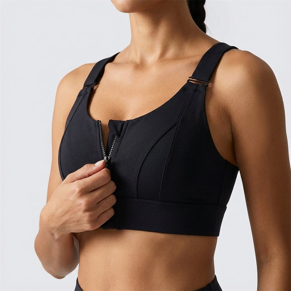 Adjustable Zip-Front Sports Bra