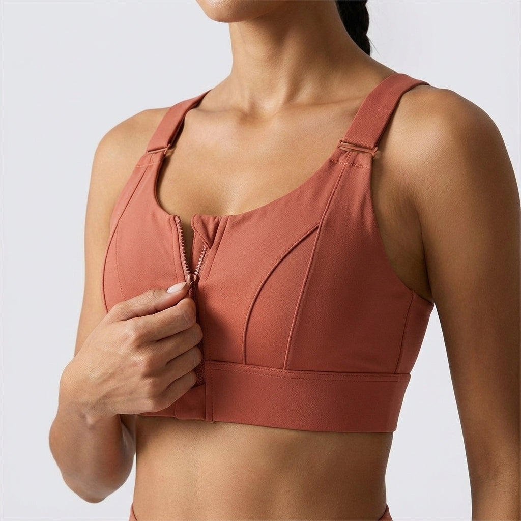 Adjustable Zip-Front Sports Bra