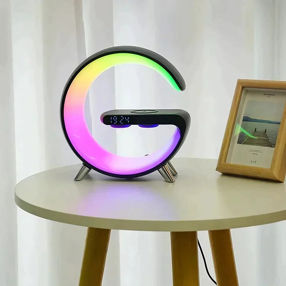 Alarm Clock, Atmosphere Lamp, Speaker & Wireless Charger