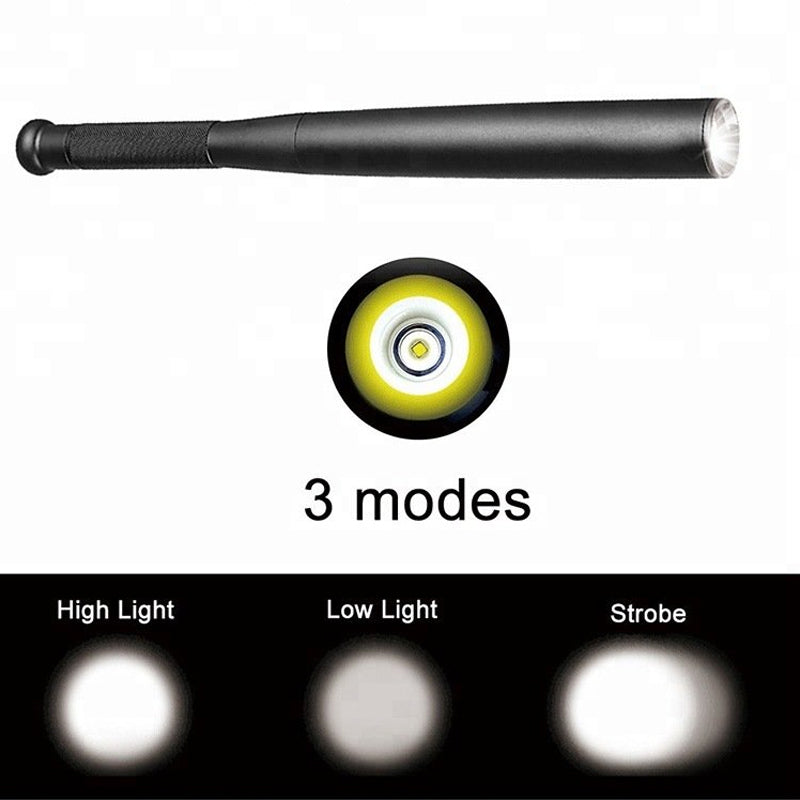 Aluminum Alloy Baseball Bat LED Flashlight with Three Lighting Modes