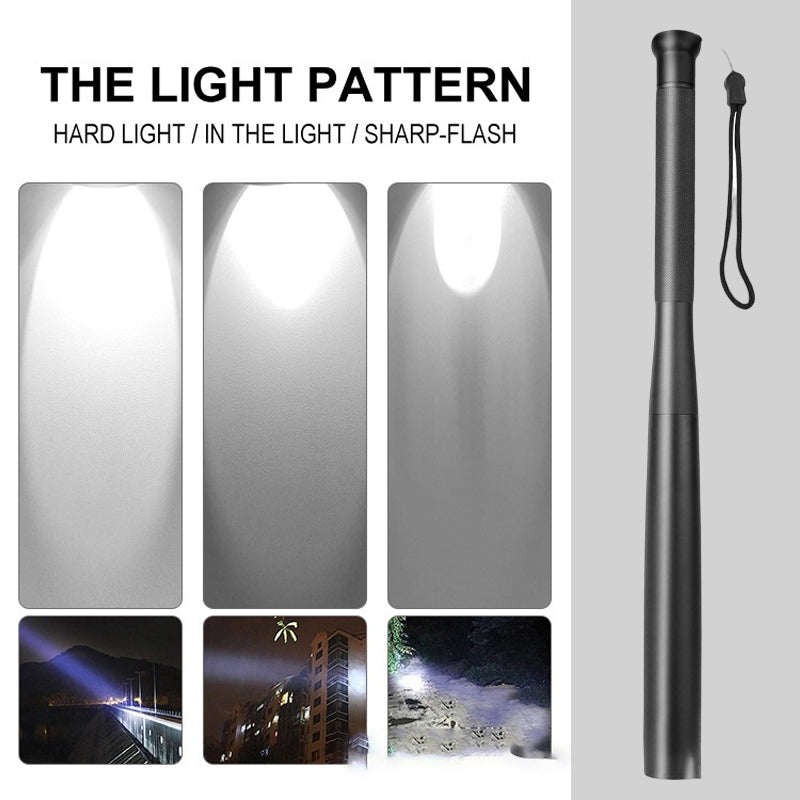 Aluminum Alloy Baseball Bat LED Flashlight with Three Lighting Modes