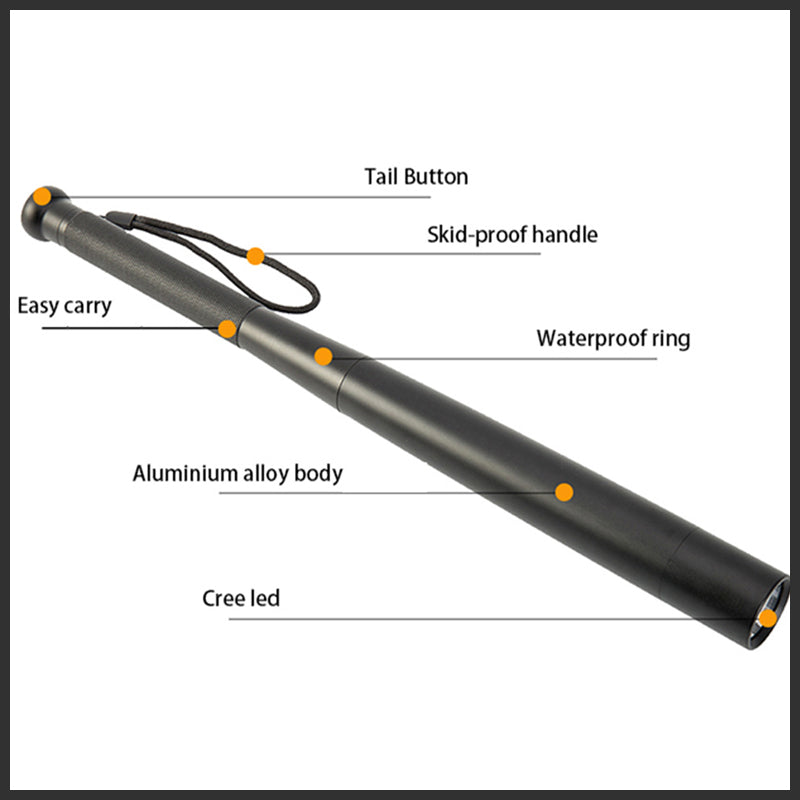 Aluminum Alloy Baseball Bat LED Flashlight with Three Lighting Modes