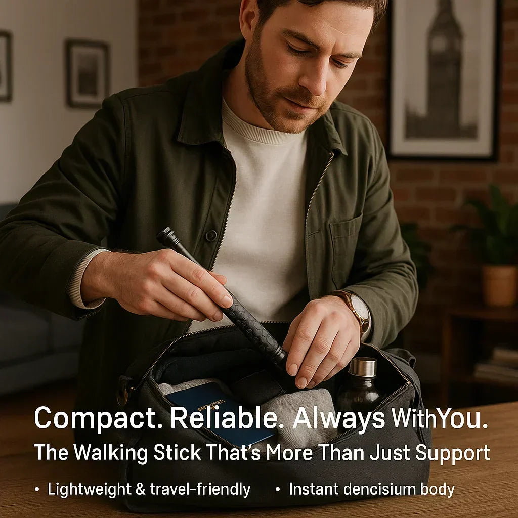 Automatic Telescoping Walking Cane with One-Button Deployment and Non-Slip Grip