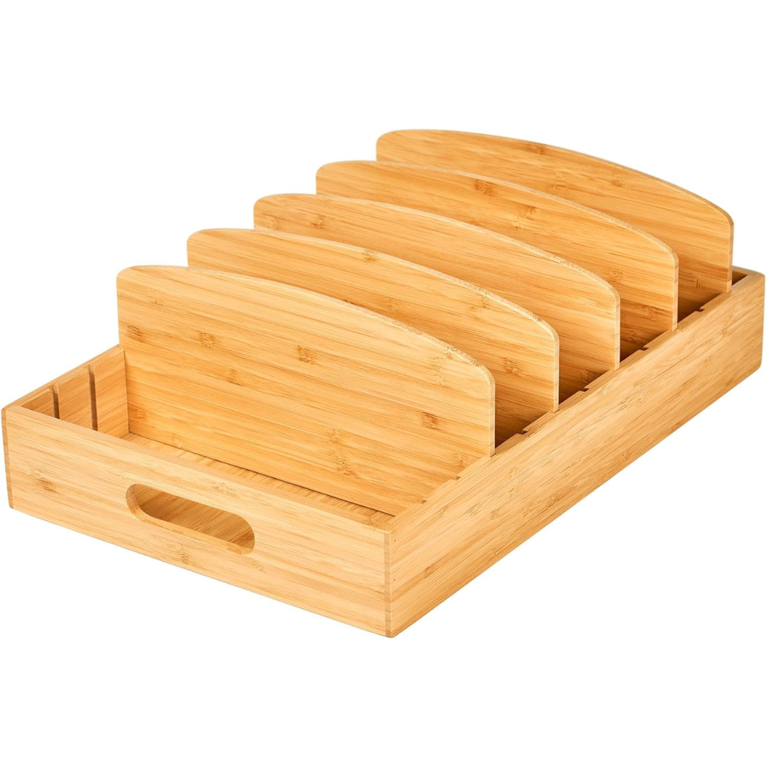Bamboo Kitchen Organizer for Lid Storage