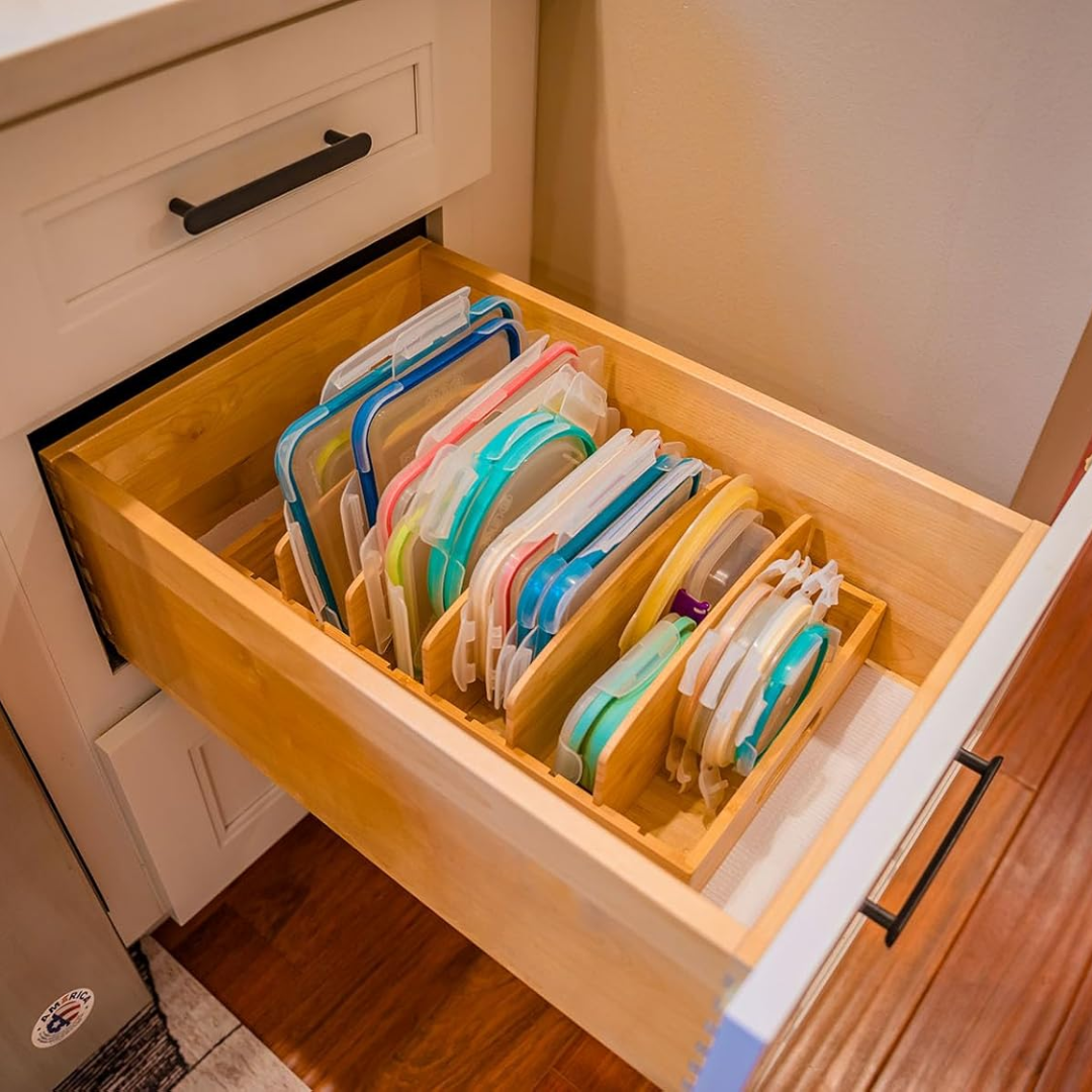 Bamboo Kitchen Organizer for Lid Storage