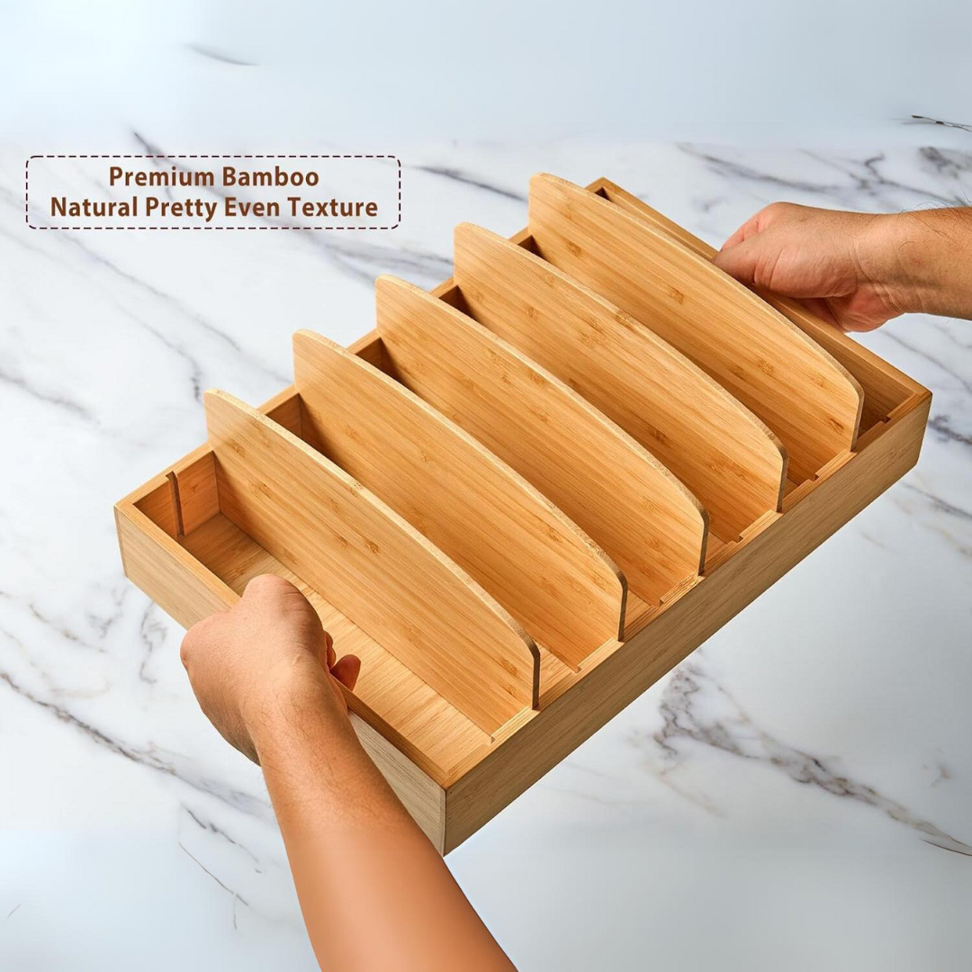 Bamboo Kitchen Organizer for Lid Storage