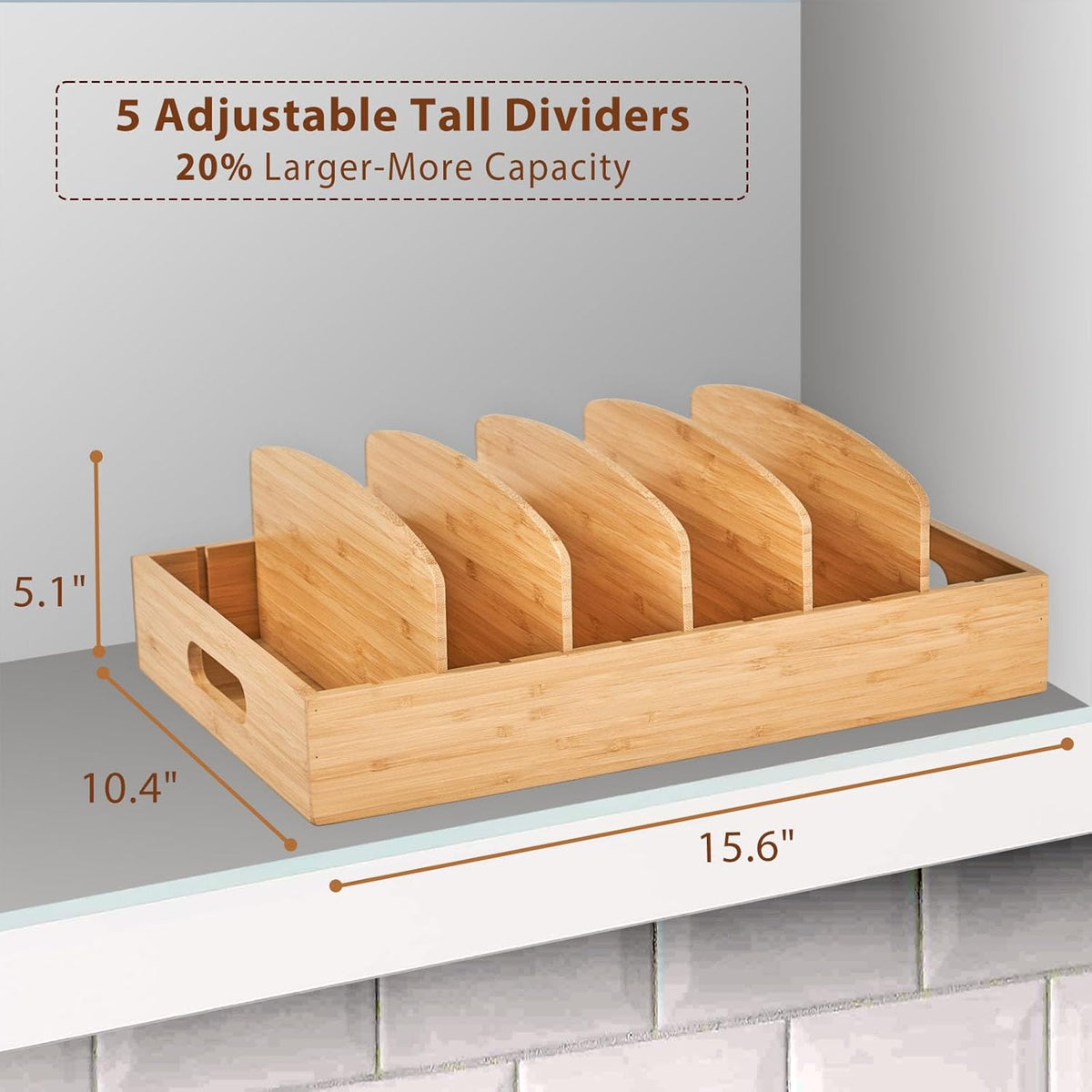 Bamboo Kitchen Organizer for Lid Storage